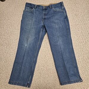DULUTH TRADING CO‎ Men's 100% Cotton Blue Dark Wash Denim Jeans Size W40 x L28
